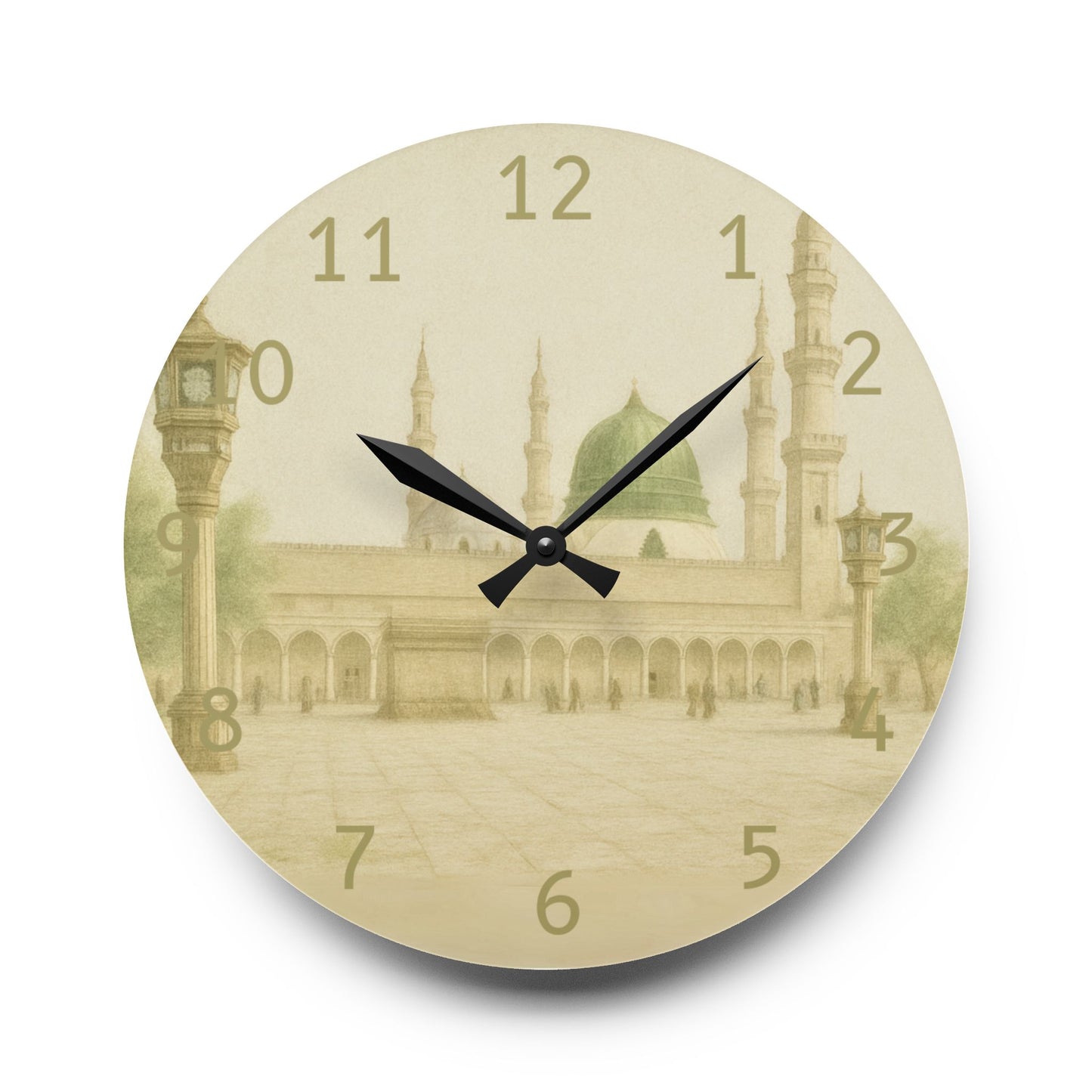 Masjid Nabawi Acrylic Wall Clock - English Numerals