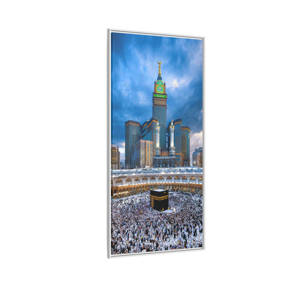 Kaaba & Clock Tower – Classic Makkah Framed Canvas