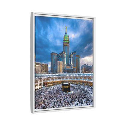 Kaaba & Clock Tower – Classic Makkah Framed Canvas