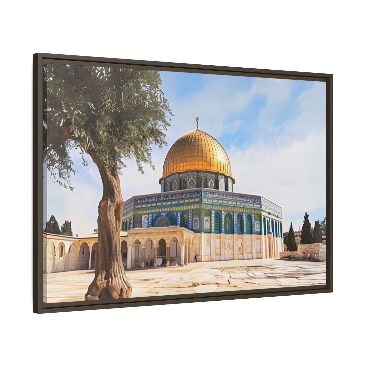 Dome of the Rock – Golden Dome & Olive Trees Framed Canvas
