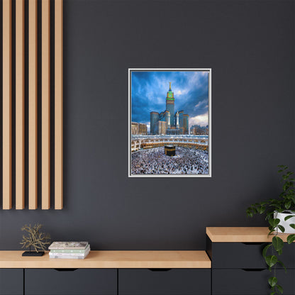 Kaaba & Clock Tower – Classic Makkah Framed Canvas