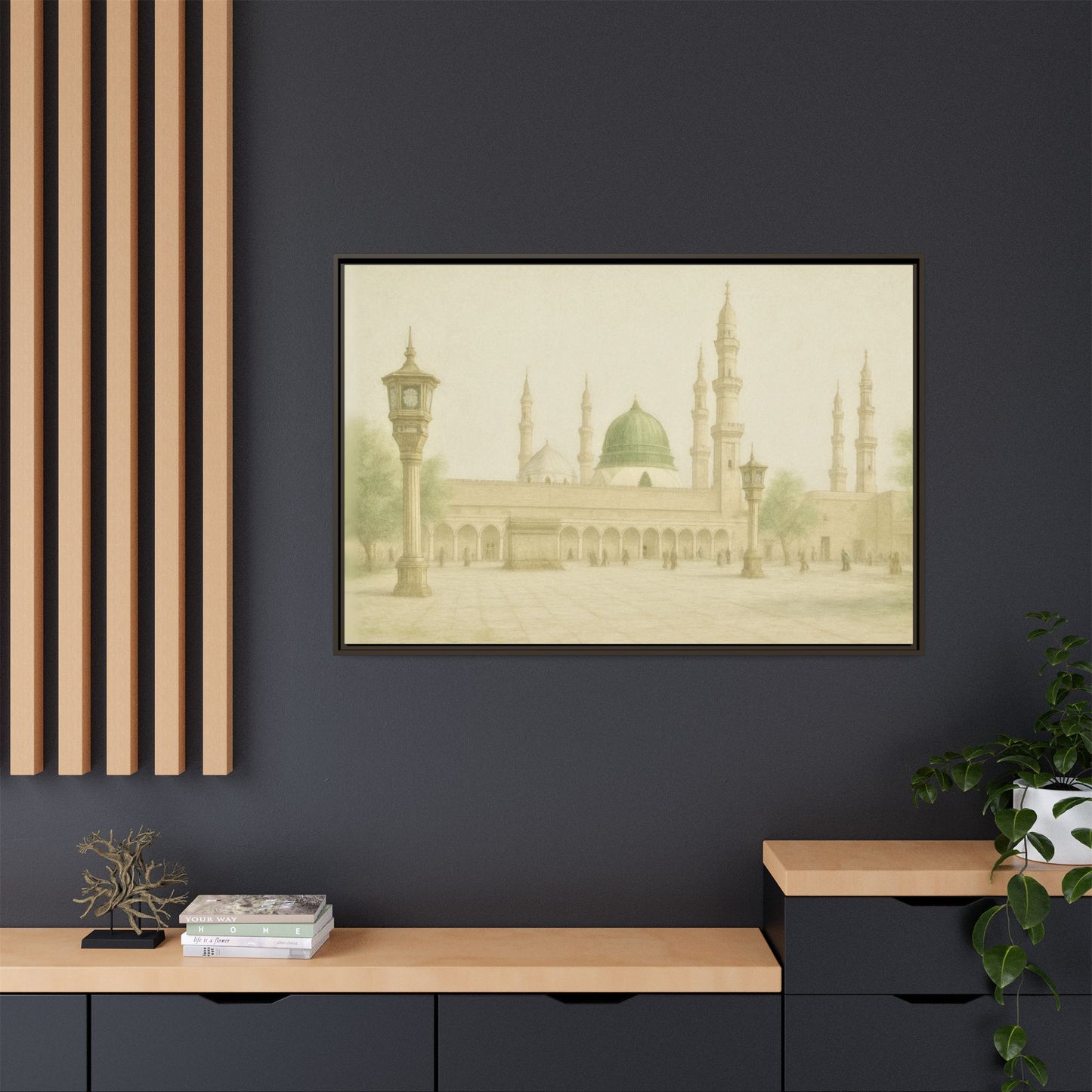 Masjid An-Nabawi Medina – Green Dome Framed Canvas