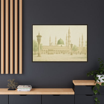 Masjid An-Nabawi Medina – Green Dome Framed Canvas