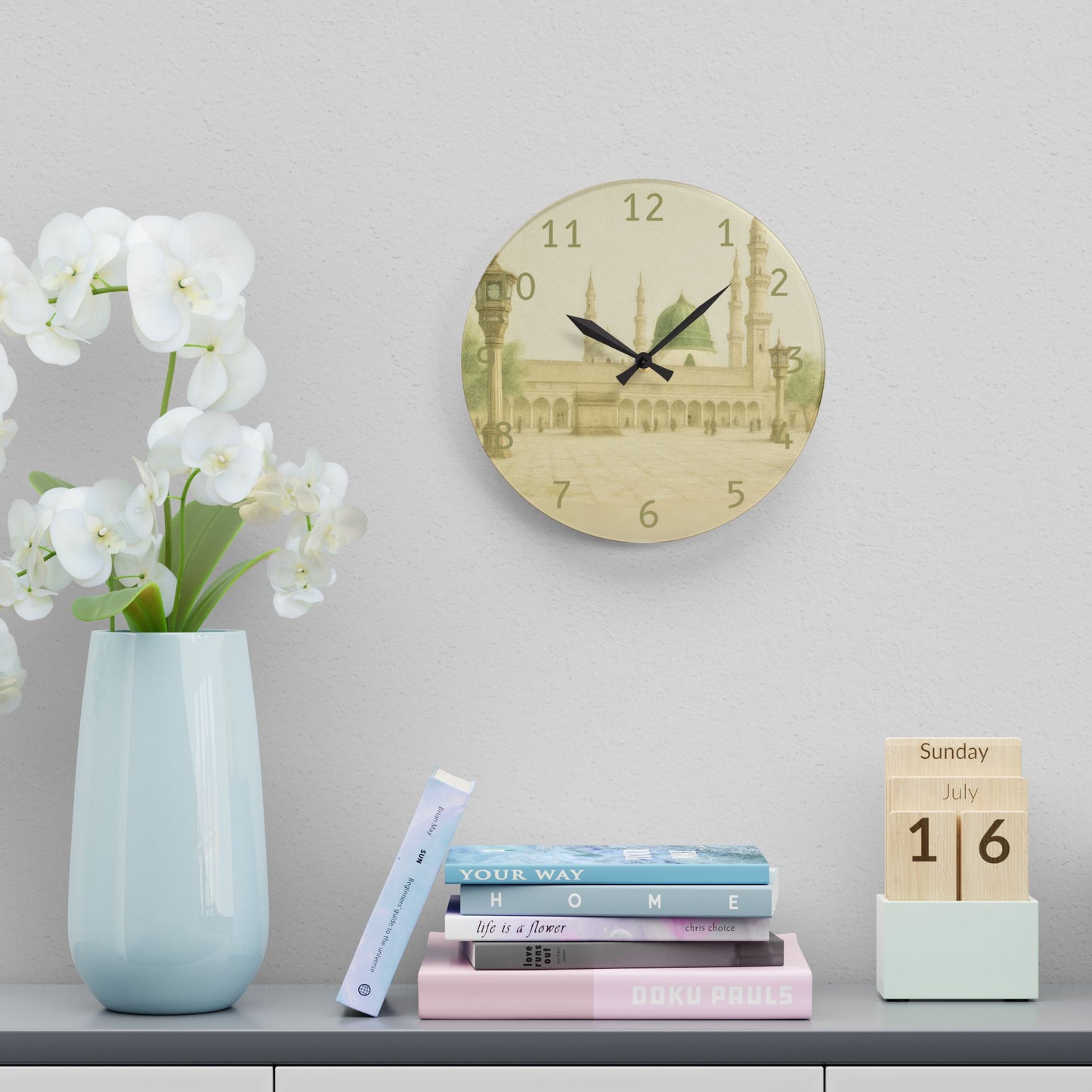 Masjid Nabawi Acrylic Wall Clock - English Numerals