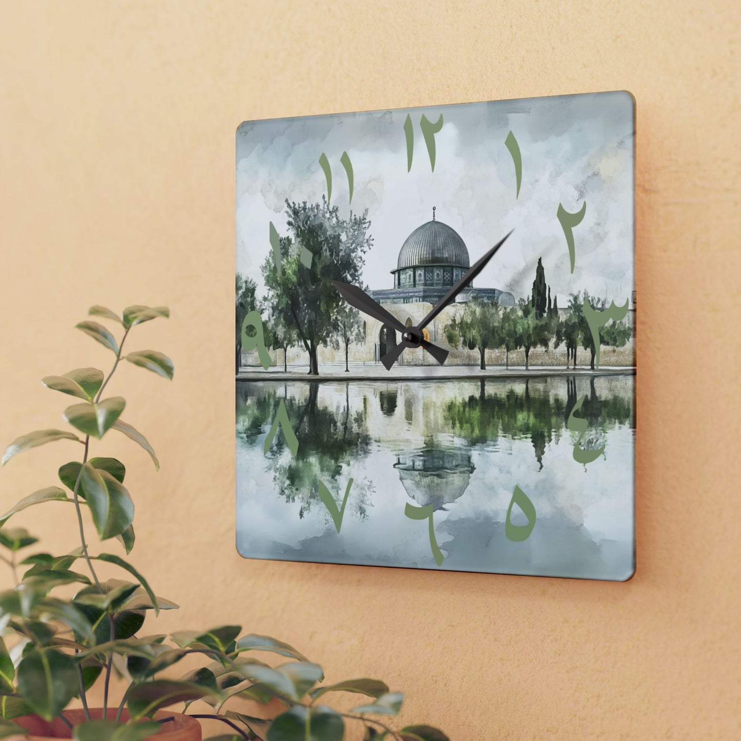 Masjid Al Aqsa Acrylic Wall Clock - Arabic Numerals