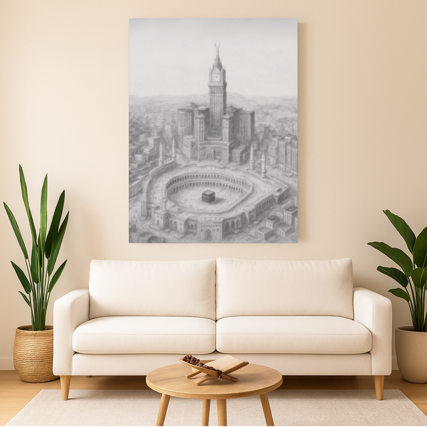 Makkah Skyline Canvas – Kaaba & Clock Tower Art (1.25" Depth)
