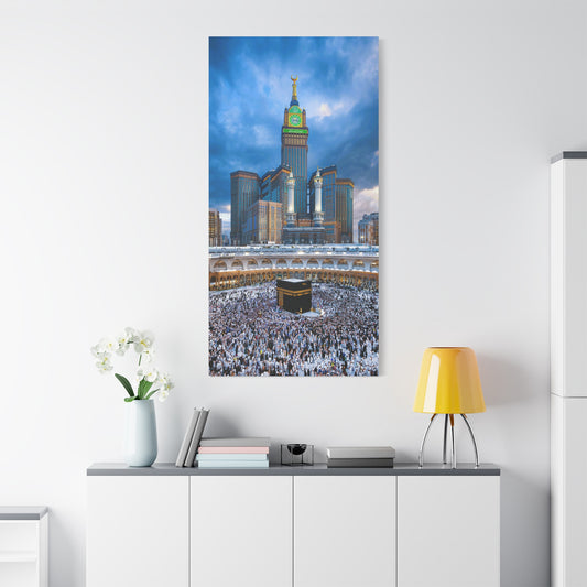 Majestic Kaaba Canvas – Mecca Clock Tower Wall Art (1.25" Depth)