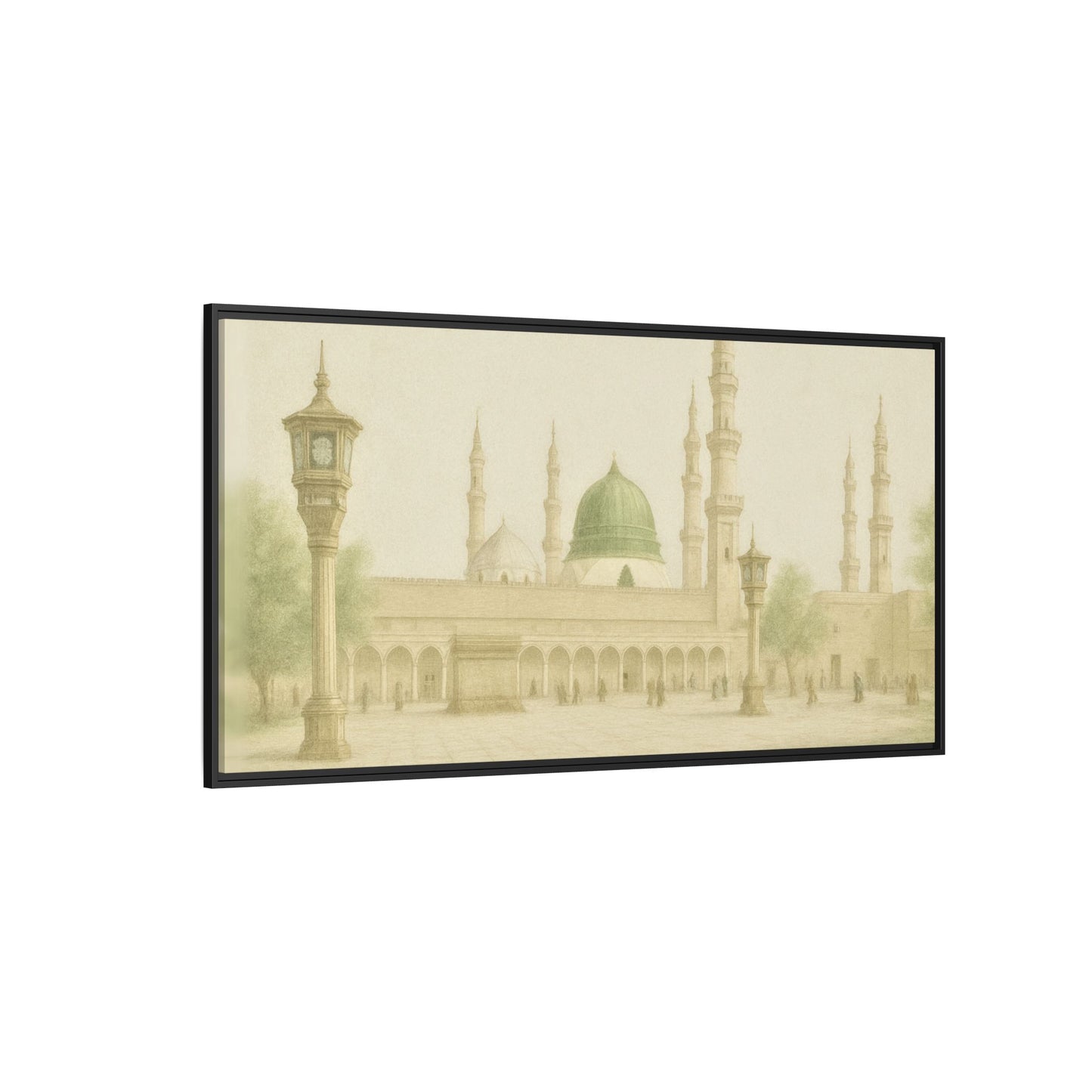 Masjid An-Nabawi Medina – Green Dome Framed Canvas