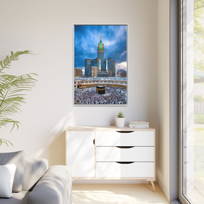Kaaba & Clock Tower – Classic Makkah Framed Canvas