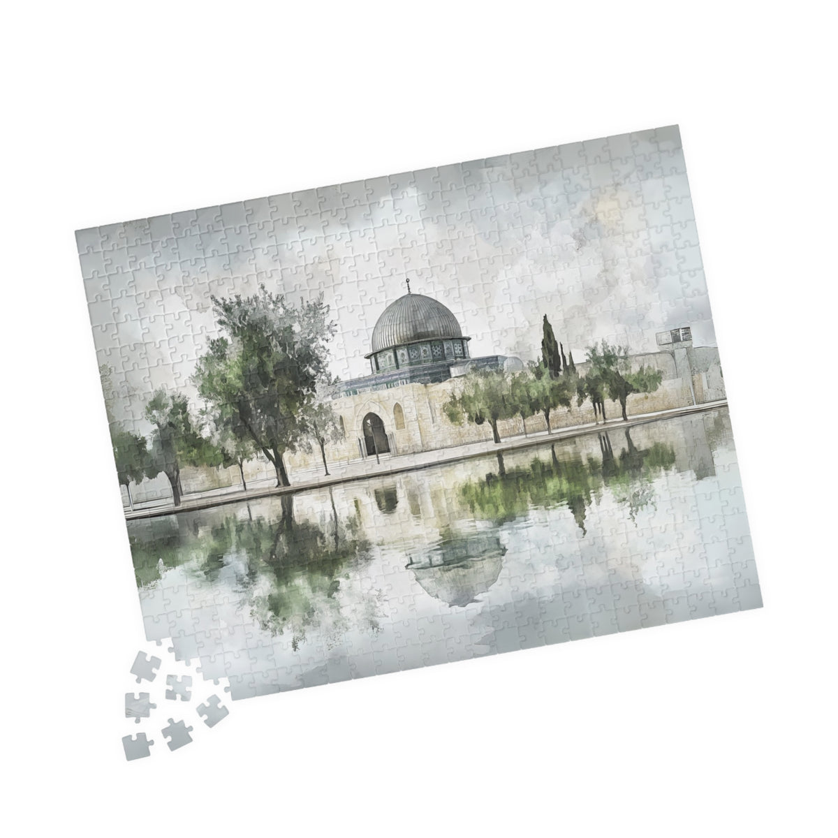 Masjid Al-Aqsa Watercolor Puzzle – Jerusalem Islamic Jigsaw Puzzle