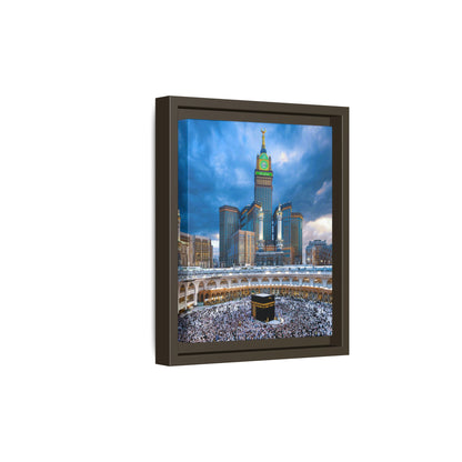 Kaaba & Clock Tower – Classic Makkah Framed Canvas