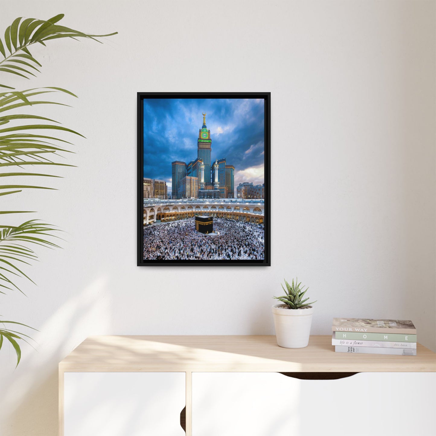 Kaaba & Clock Tower – Classic Makkah Framed Canvas