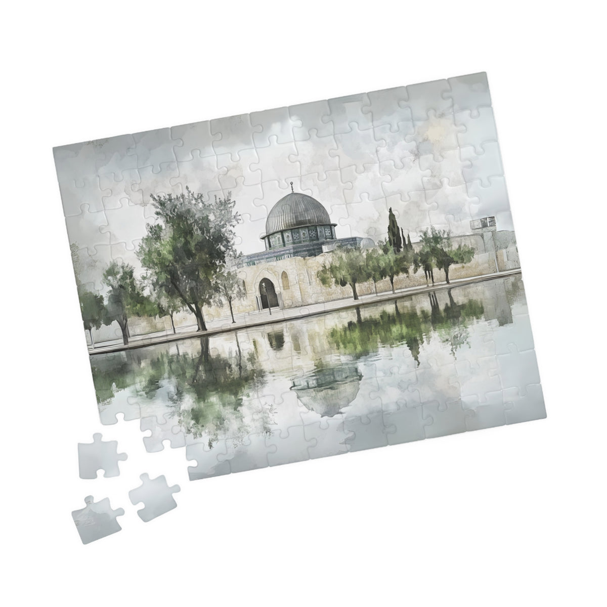 Masjid Al-Aqsa Watercolor Puzzle – Jerusalem Islamic Jigsaw Puzzle