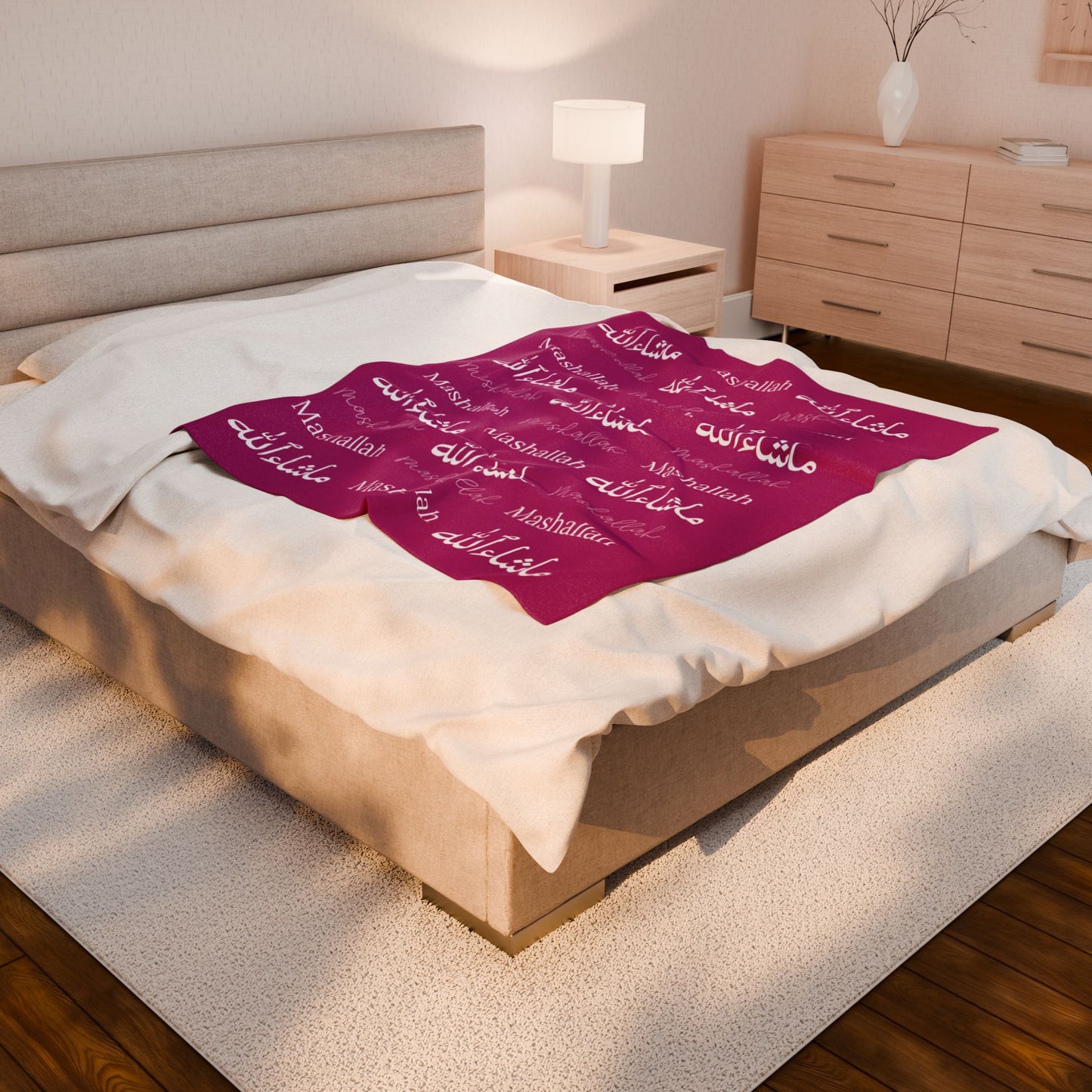 Mashallah Blanket – Magenta Pink & White