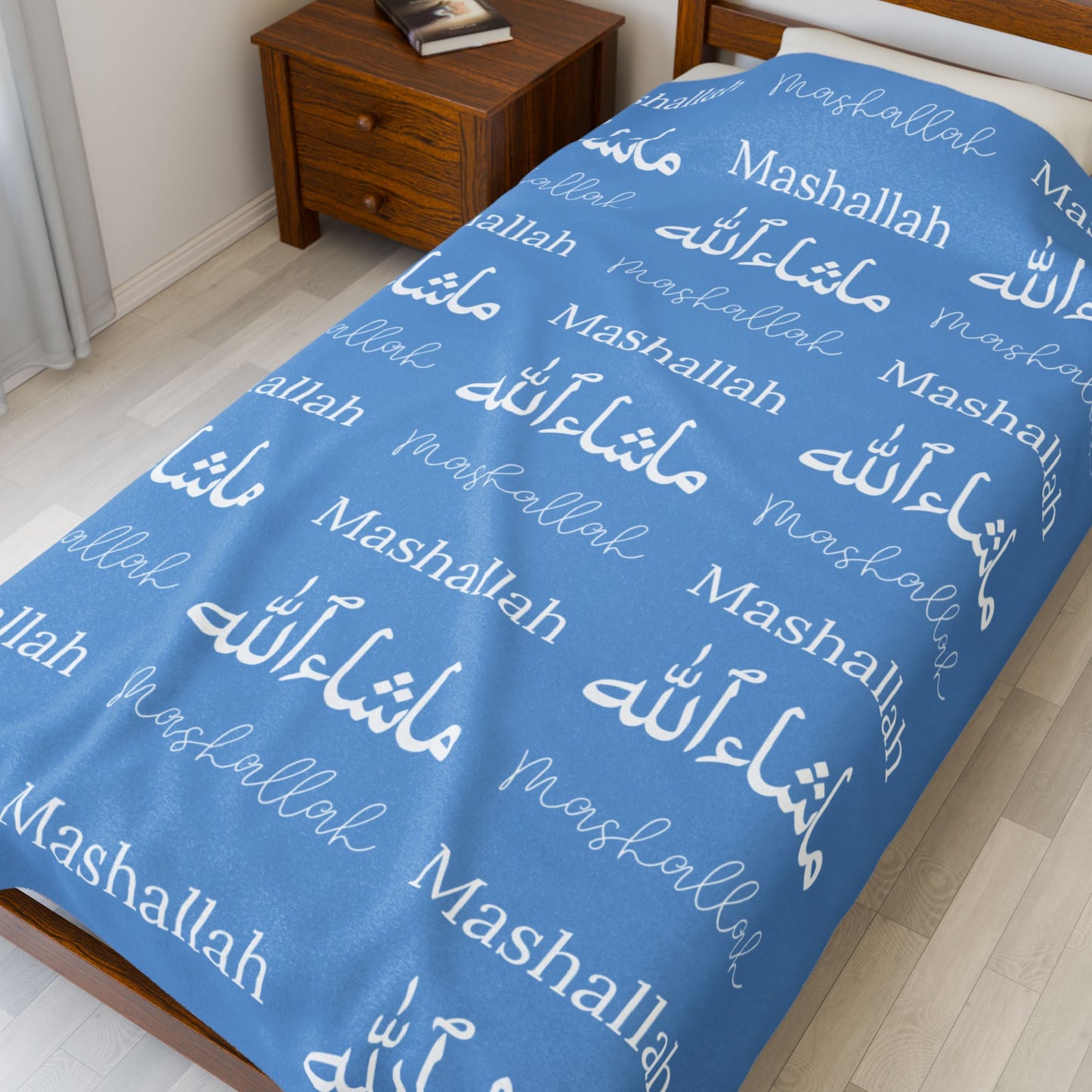 Mashallah Blanket – Light Blue & White