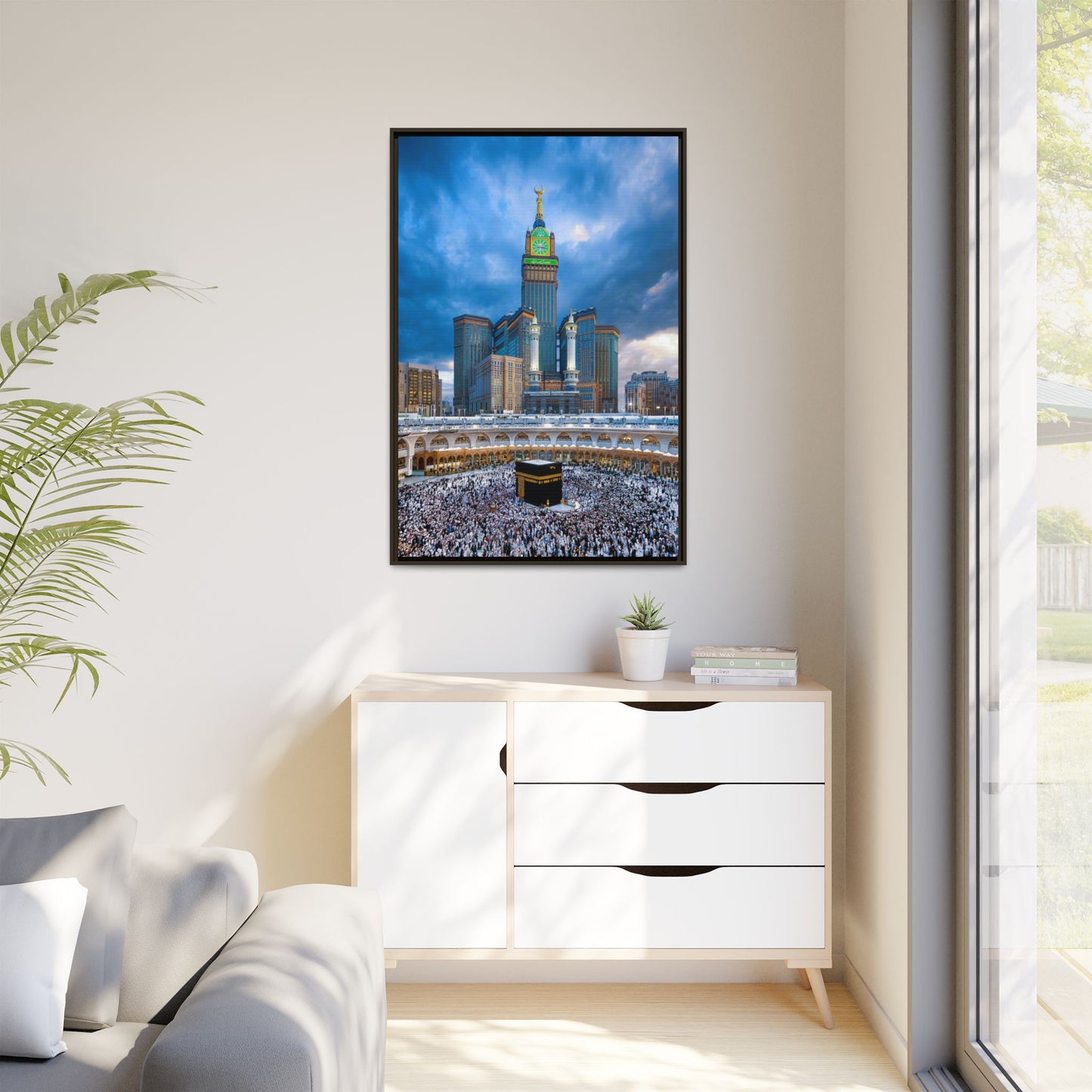Kaaba & Clock Tower – Classic Makkah Framed Canvas