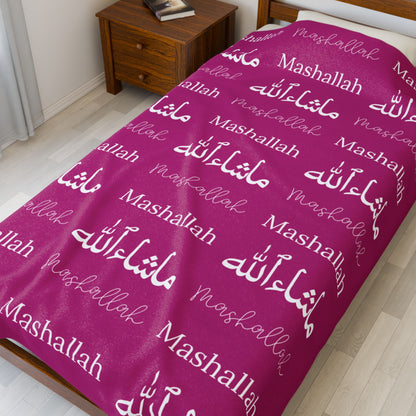 Mashallah Blanket – Magenta Pink & White