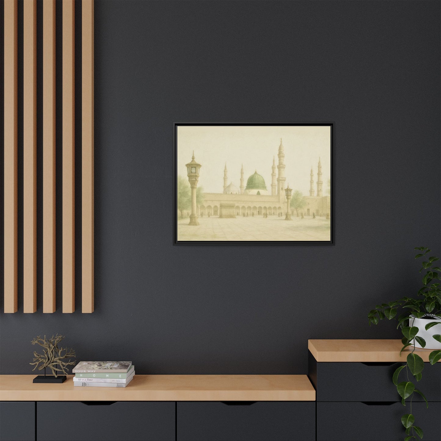 Masjid An-Nabawi Medina – Green Dome Framed Canvas