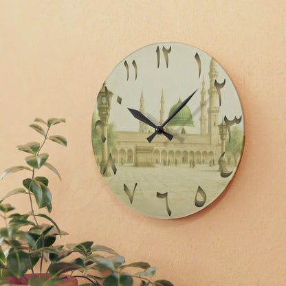 Masjid Nabawi Acrylic Wall Clock - Arabic Numerals