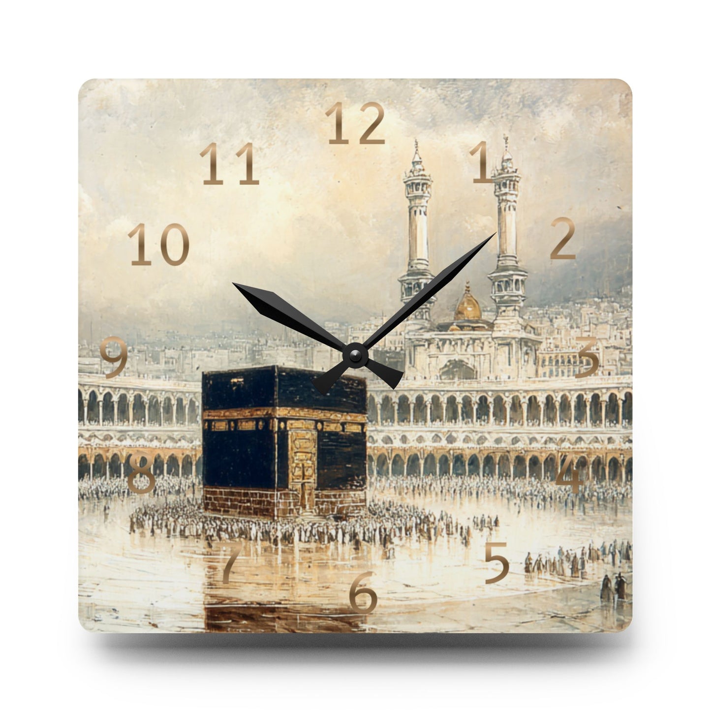 Kaaba Acrylic Wall Clock - English Numerals
