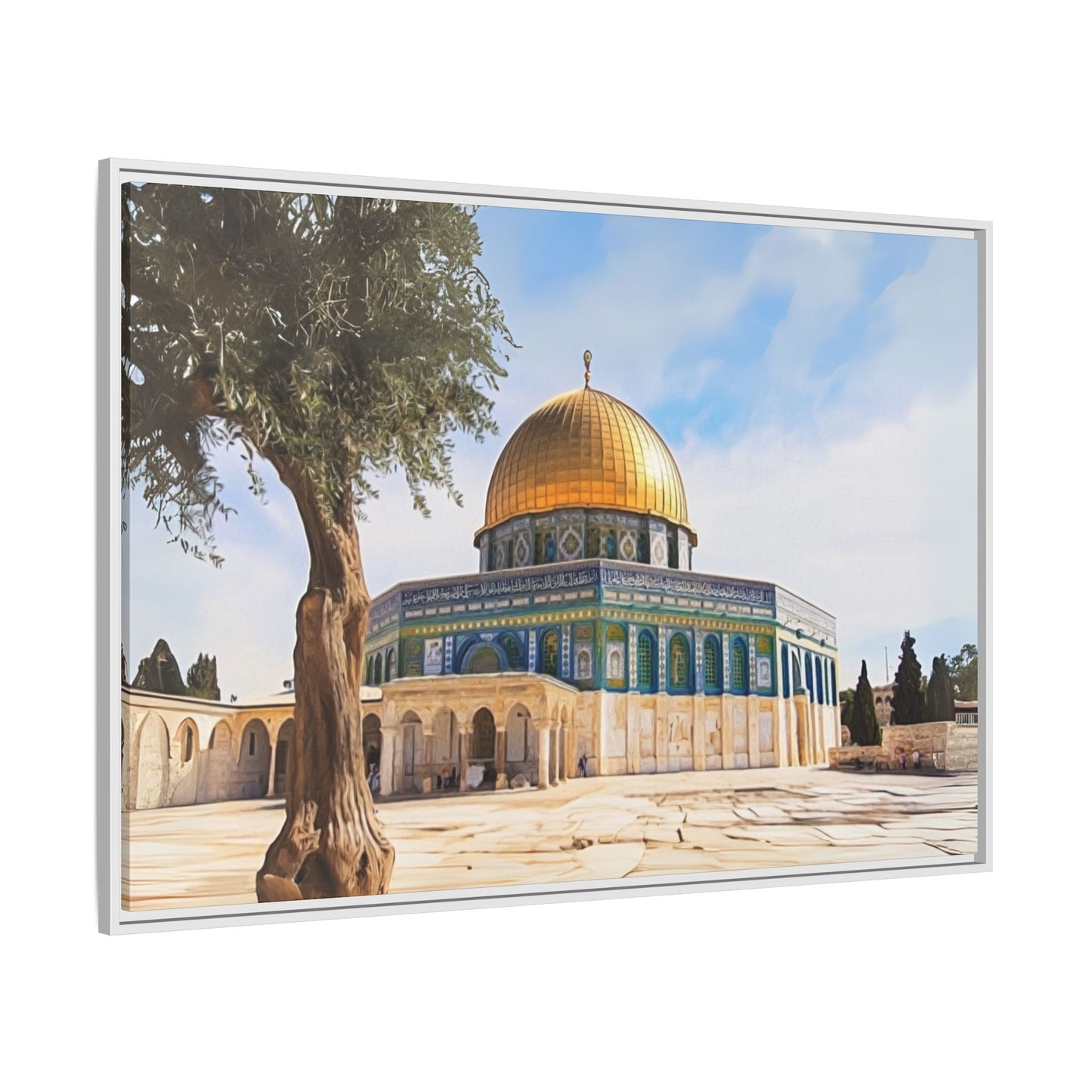 Dome of the Rock – Golden Dome & Olive Trees Framed Canvas