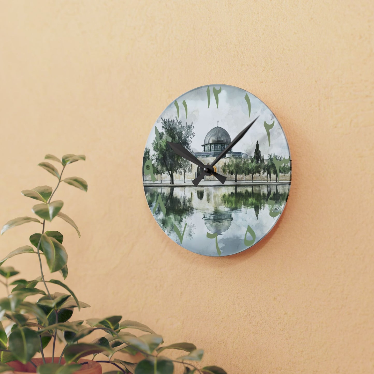 Masjid Al Aqsa Acrylic Wall Clock - Arabic Numerals