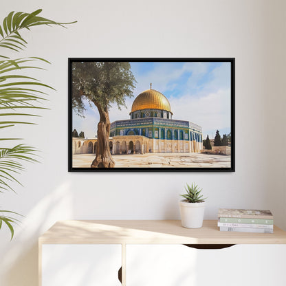 Dome of the Rock – Golden Dome & Olive Trees Framed Canvas