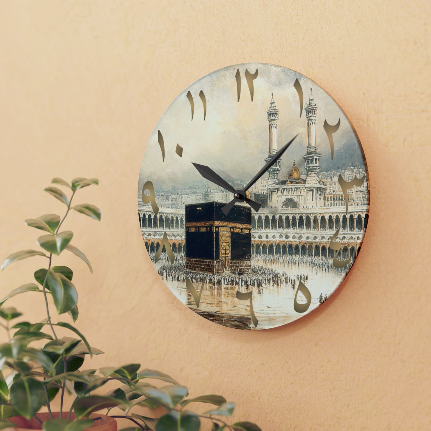 Kaaba Acrylic Wall Clock - Arabic Numerals