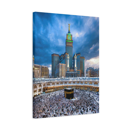Majestic Kaaba Canvas – Mecca Clock Tower Wall Art (1.25" Depth)