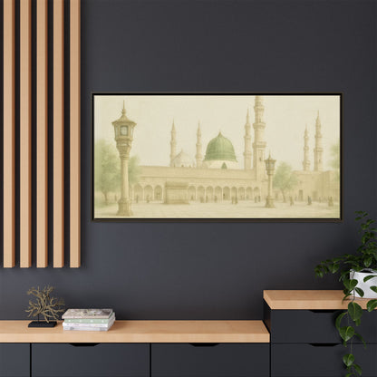 Masjid An-Nabawi Medina – Green Dome Framed Canvas
