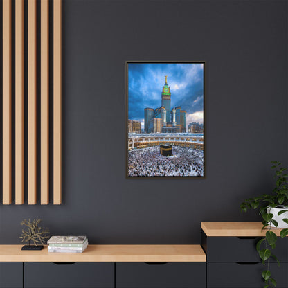 Kaaba & Clock Tower – Classic Makkah Framed Canvas