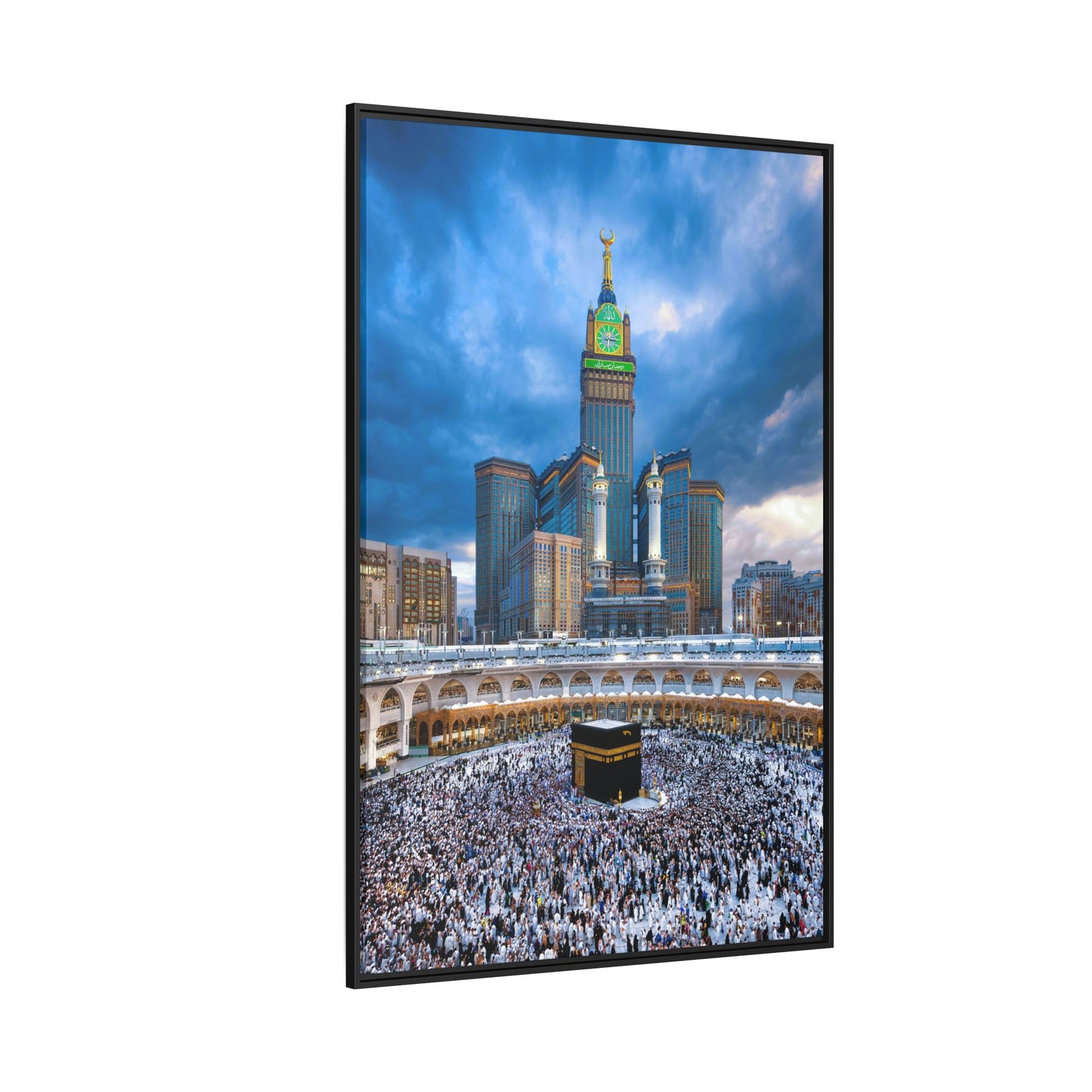 Kaaba & Clock Tower – Classic Makkah Framed Canvas