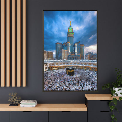 Kaaba & Clock Tower – Classic Makkah Framed Canvas