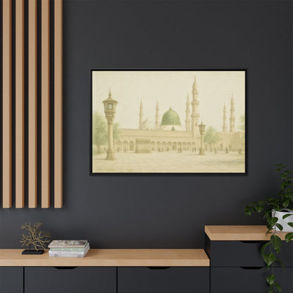 Masjid An-Nabawi Medina – Green Dome Framed Canvas