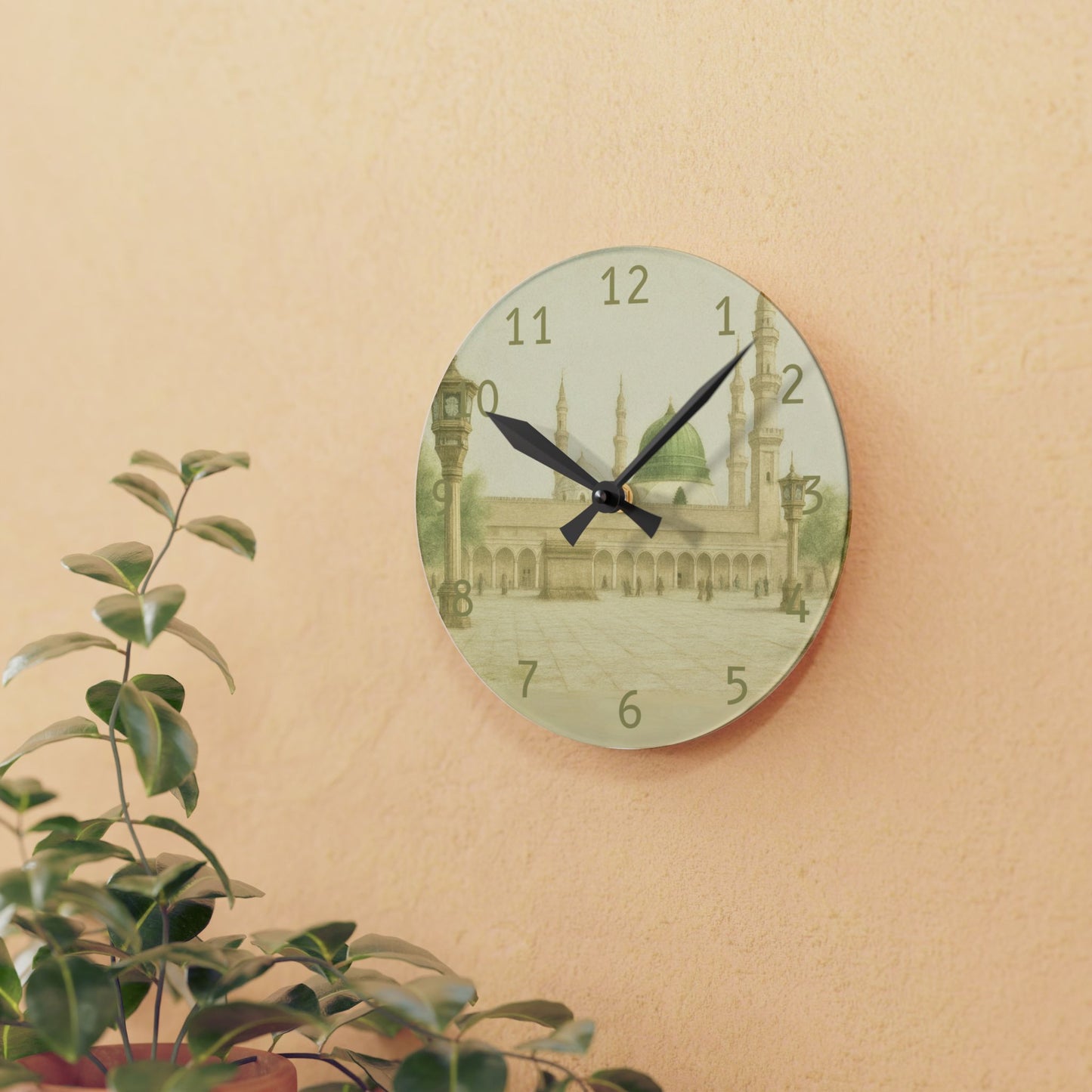 Masjid Nabawi Acrylic Wall Clock - English Numerals