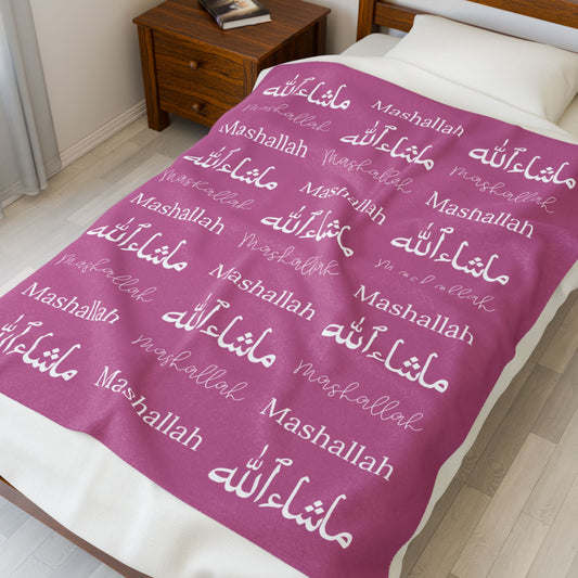 Mashallah Blanket – Mauve Pink & White