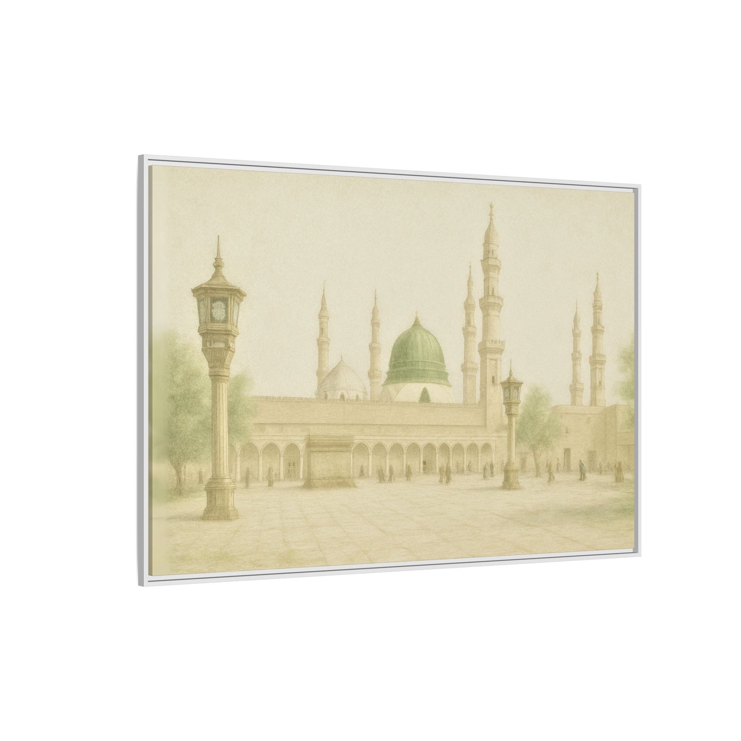Masjid An-Nabawi Medina – Green Dome Framed Canvas