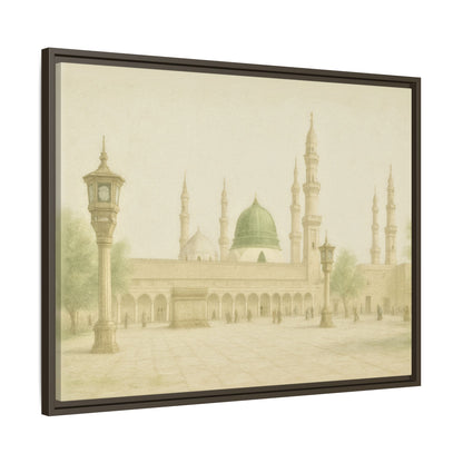 Masjid An-Nabawi Medina – Green Dome Framed Canvas