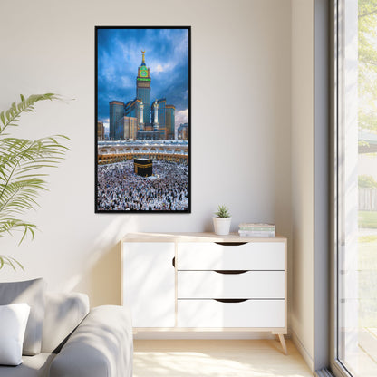 Kaaba & Clock Tower – Classic Makkah Framed Canvas
