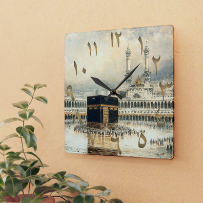 Kaaba Acrylic Wall Clock - Arabic Numerals