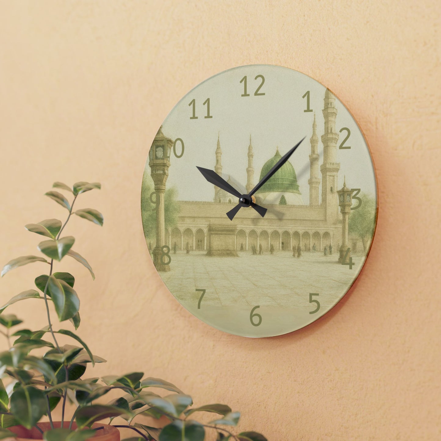 Masjid Nabawi Acrylic Wall Clock - English Numerals