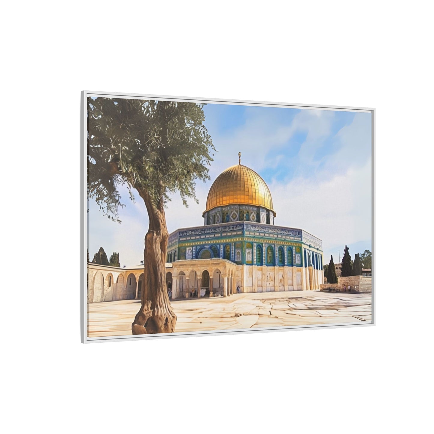 Dome of the Rock – Golden Dome & Olive Trees Framed Canvas