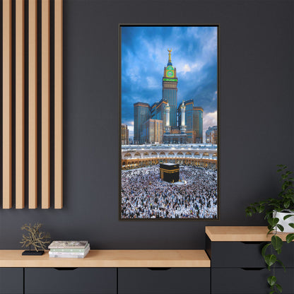 Kaaba & Clock Tower – Classic Makkah Framed Canvas