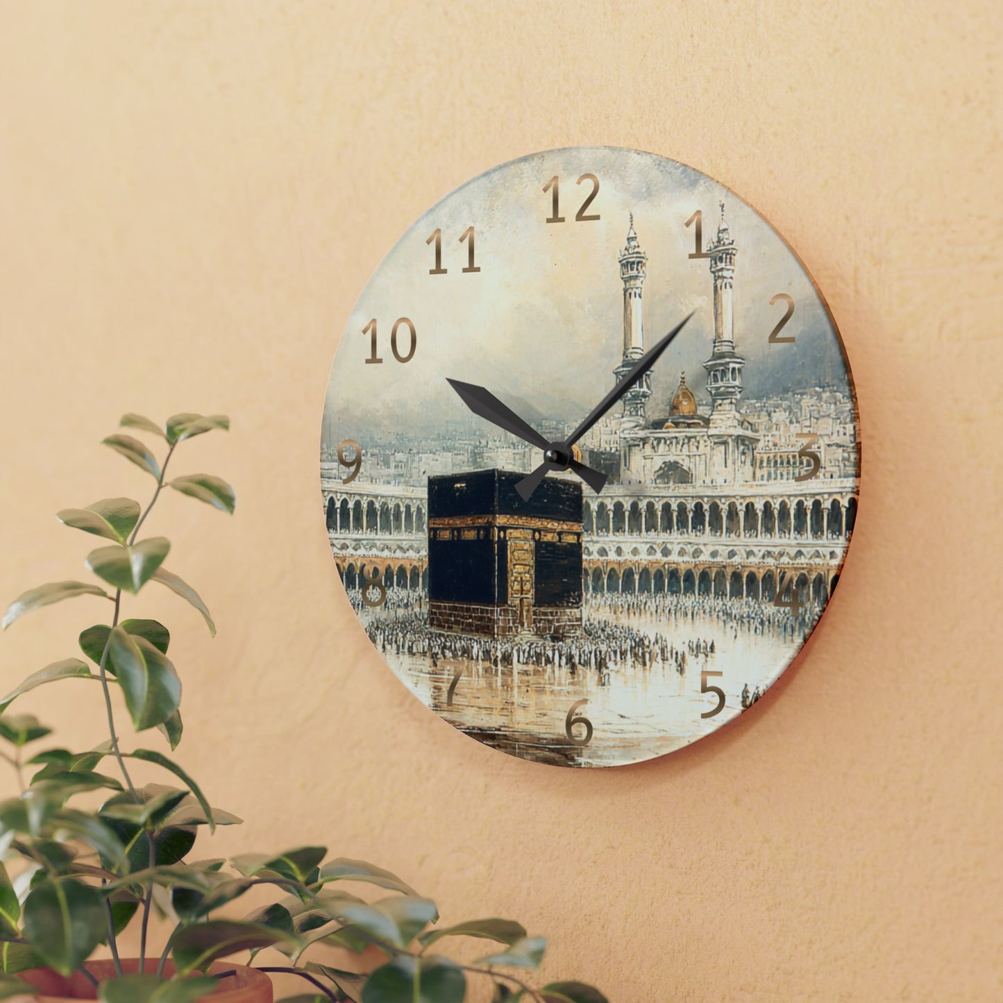Kaaba Acrylic Wall Clock - English Numerals