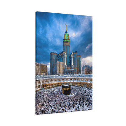 Majestic Kaaba Canvas – Mecca Clock Tower Wall Art (1.25" Depth)