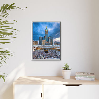 Kaaba & Clock Tower – Classic Makkah Framed Canvas
