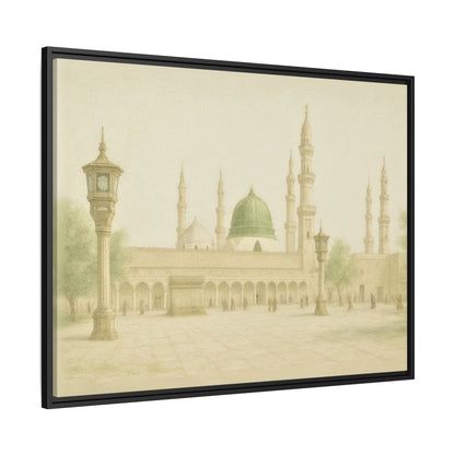 Masjid An-Nabawi Medina – Green Dome Framed Canvas