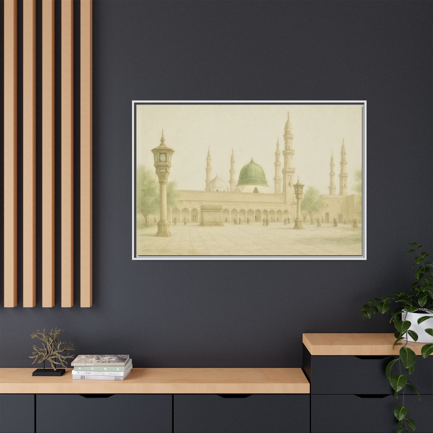 Masjid An-Nabawi Medina – Green Dome Framed Canvas