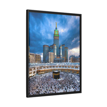 Kaaba & Clock Tower – Classic Makkah Framed Canvas