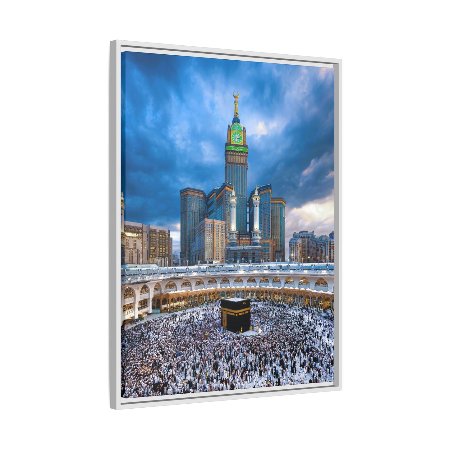 Kaaba & Clock Tower – Classic Makkah Framed Canvas